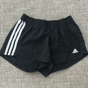 Adidas Black and White Athletic Shorts with Three-Stripe Design